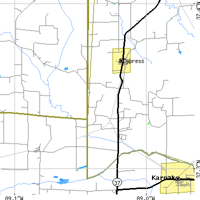 Zip code 62923 close-up map