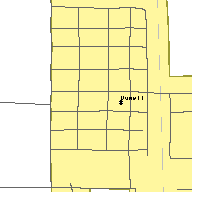Zip code 62927 close-up map