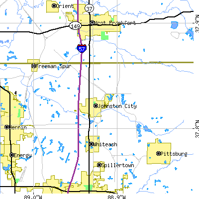Zip code 62951 close-up map
