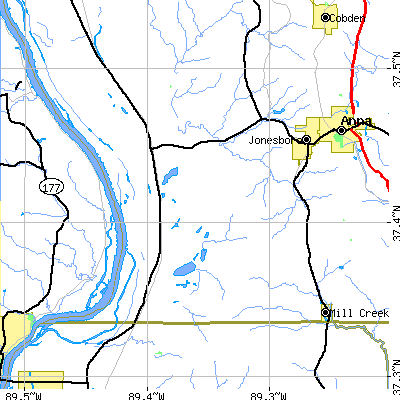 Zip code 62952 close-up map
