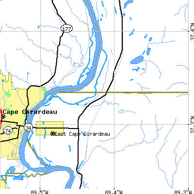 Zip code 62957 close-up map