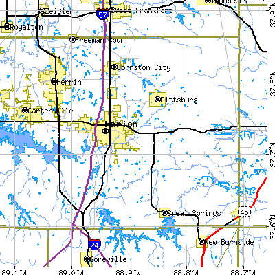 Zip code 62959 close-up map