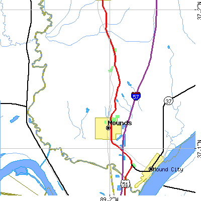 Zip code 62964 close-up map