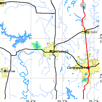 Zip code 62966 close-up map