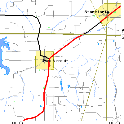 Zip code 62967 close-up map