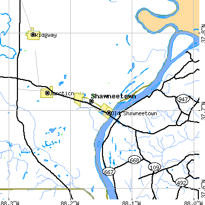 Zip code 62984 close-up map