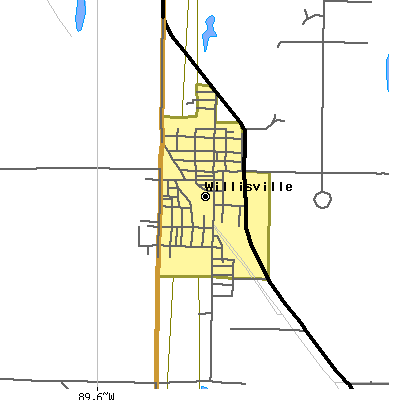 Zip code 62997 close-up map