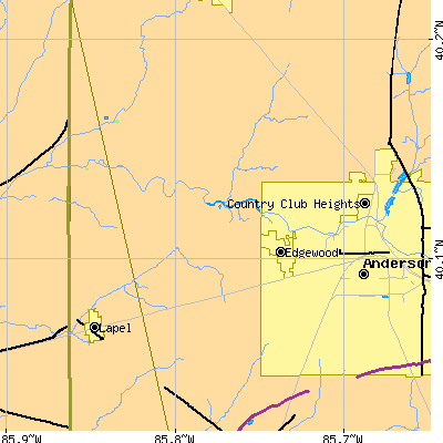 Zip code 46011 close-up map