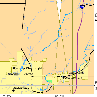 Zip code 46012 close-up map