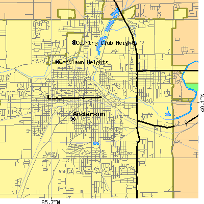 Zip code 46016 close-up map