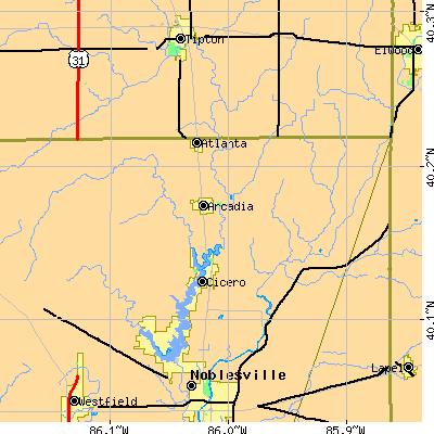 Zip code 46030 close-up map