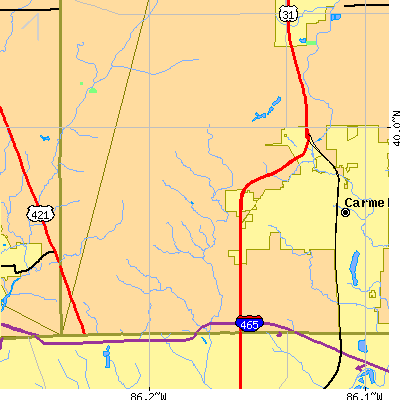 Zip code 46032 close-up map