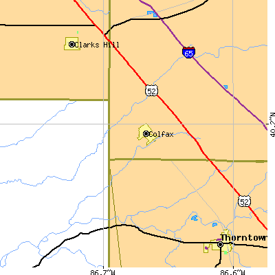 Zip code 46035 close-up map
