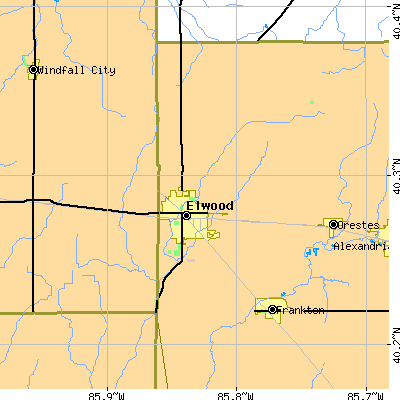 Zip code 46036 close-up map