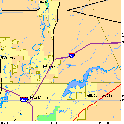 Zip code 46038 close-up map