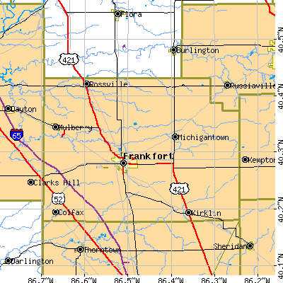 Zip code 46041 close-up map
