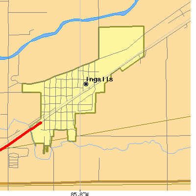 Zip code 46048 close-up map