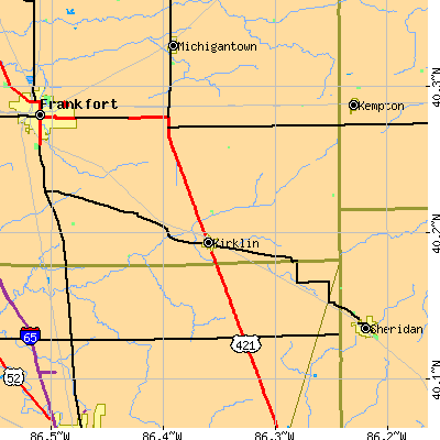 Zip code 46050 close-up map