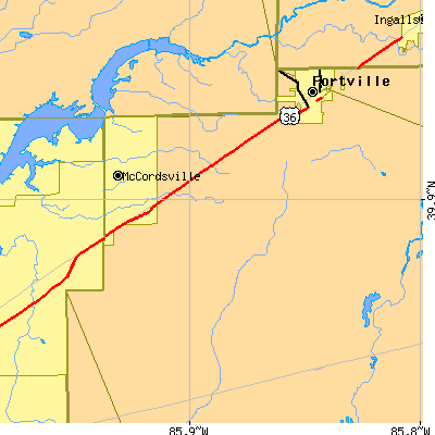Zip code 46055 close-up map