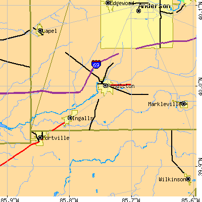 Zip code 46064 close-up map