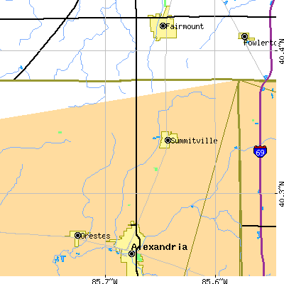 Zip code 46070 close-up map