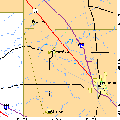 Zip code 46071 close-up map