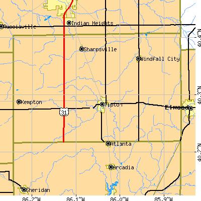 Zip code 46072 close-up map
