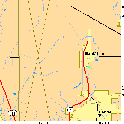 Zip code 46074 close-up map