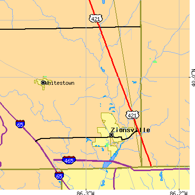 Zip code 46077 close-up map