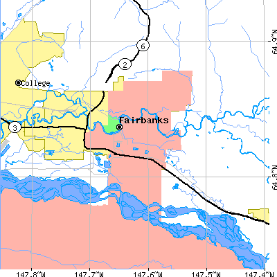 Zip code 99703 close-up map