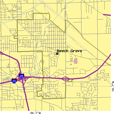 Zip code 46107 close-up map