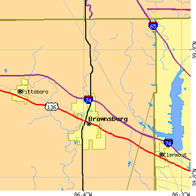 Zip code 46112 close-up map