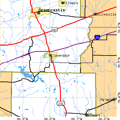 Zip code 46120 close-up map