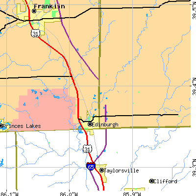Zip code 46124 close-up map