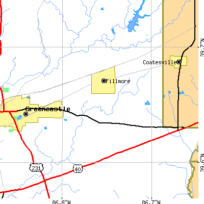 Zip code 46128 close-up map