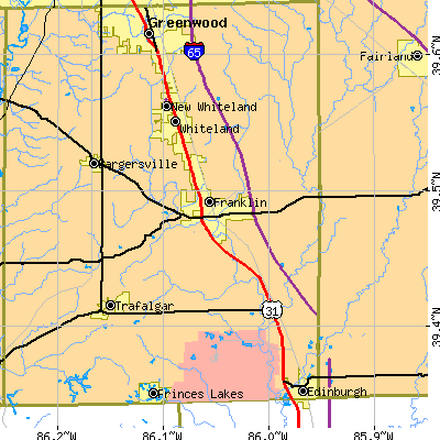 Zip code 46131 close-up map