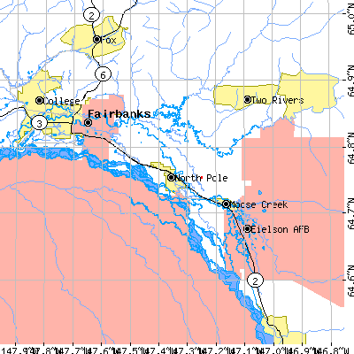 Zip code 99705 close-up map