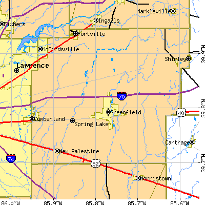 Zip code 46140 close-up map