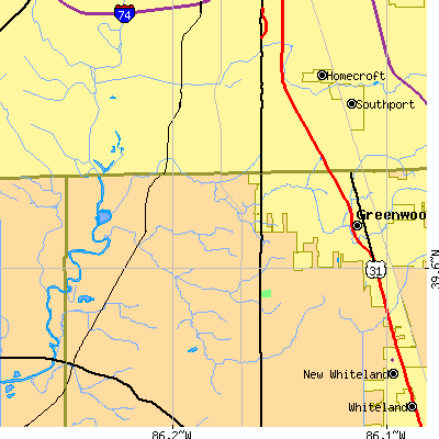 Zip code 46142 close-up map