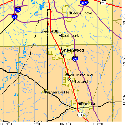 Zip code 46143 close-up map