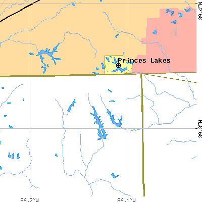 Zip code 46164 close-up map