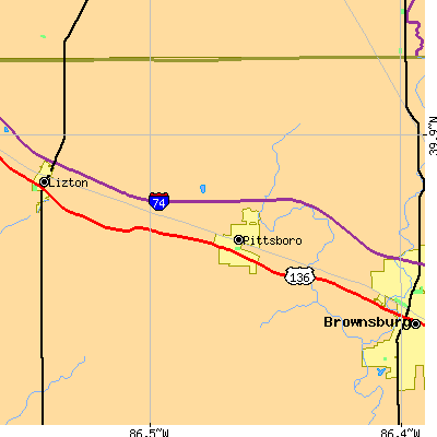 Zip code 46167 close-up map