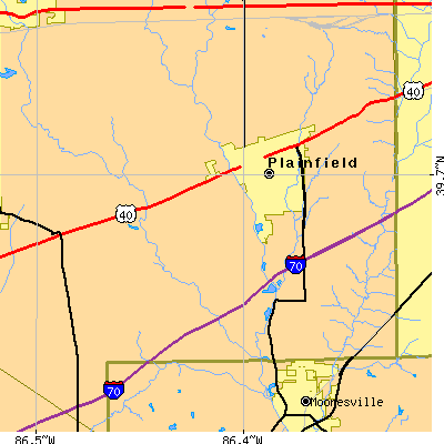 Zip code 46168 close-up map