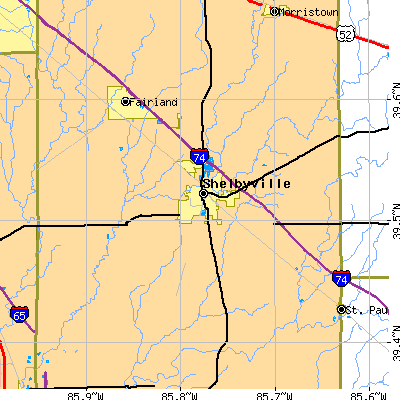 Zip code 46176 close-up map