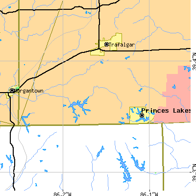 Zip code 46181 close-up map
