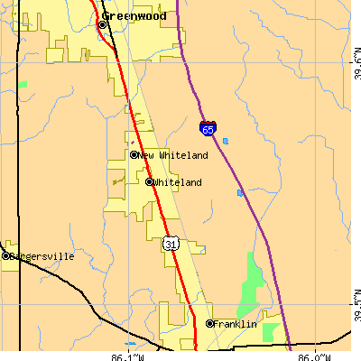 Zip code 46184 close-up map