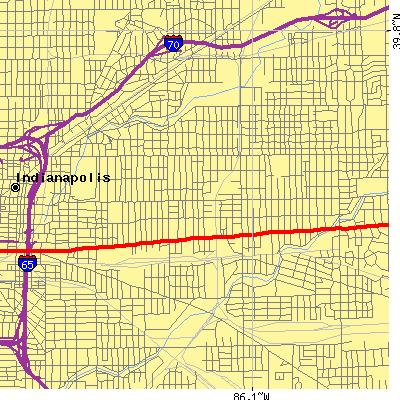 Zip code 46201 close-up map