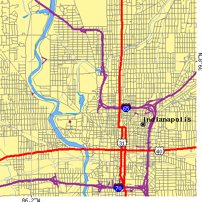 Zip code 46202 close-up map
