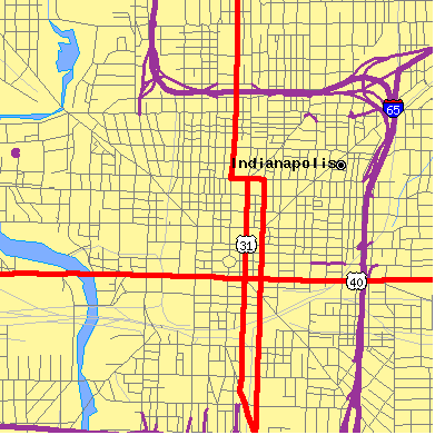 Zip code 46204 close-up map