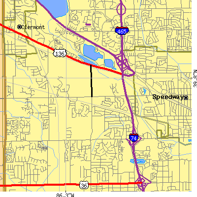 Zip code 46214 close-up map